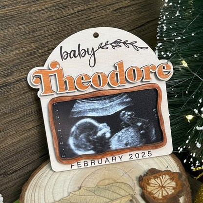 Custom Photo Ultrasound Baby 2-Layer Wood Ornament