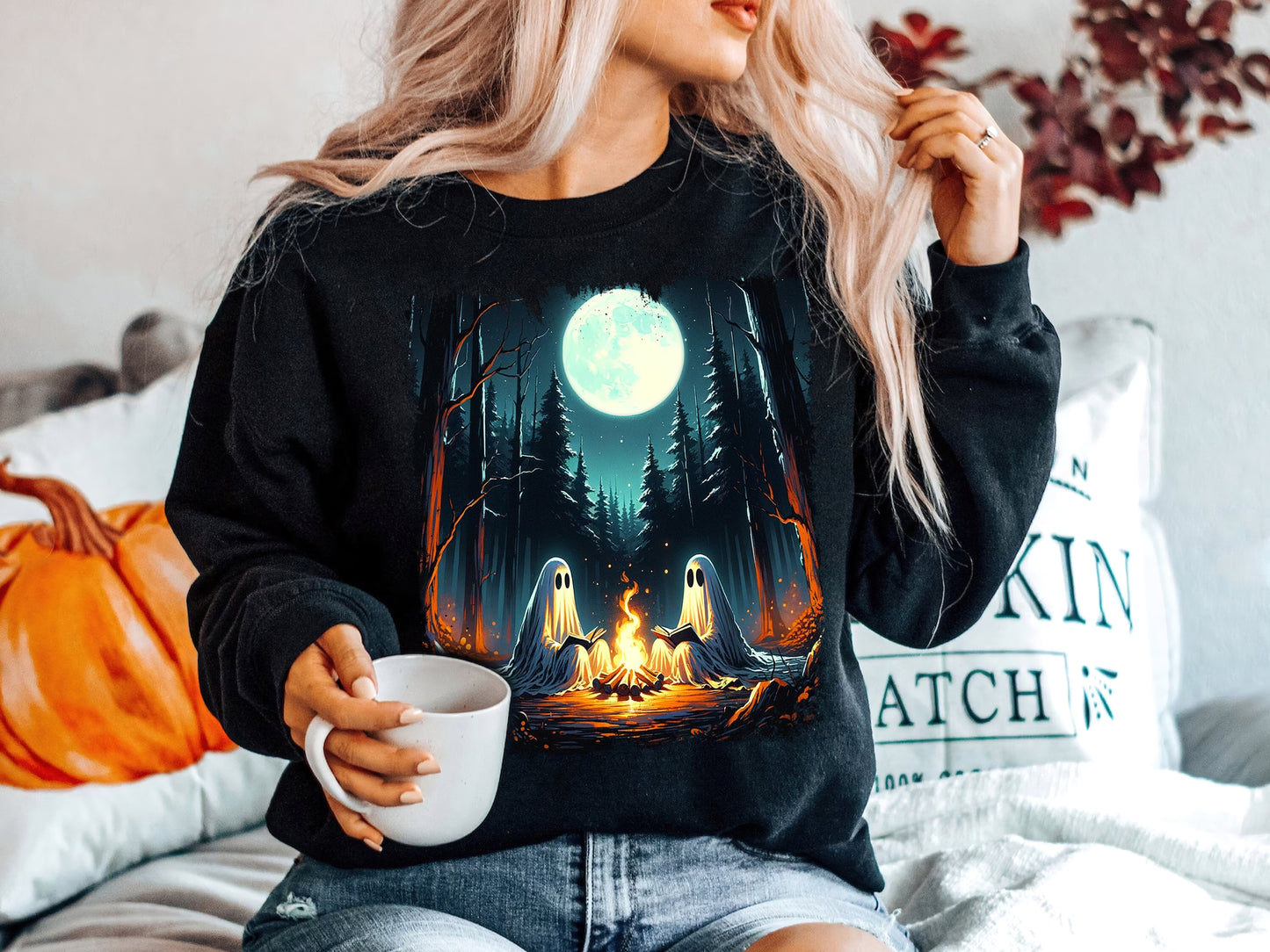 Ghost Reading Books Halloween Shirt