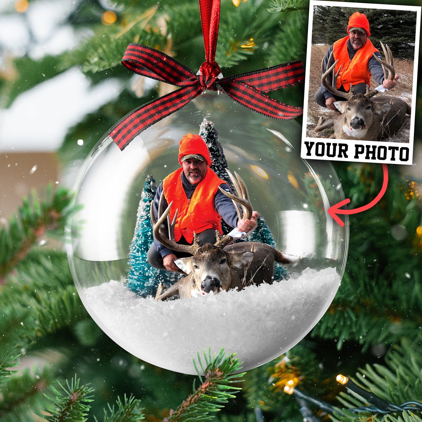 Custom Hunting Photo Clear Bauble Ornament