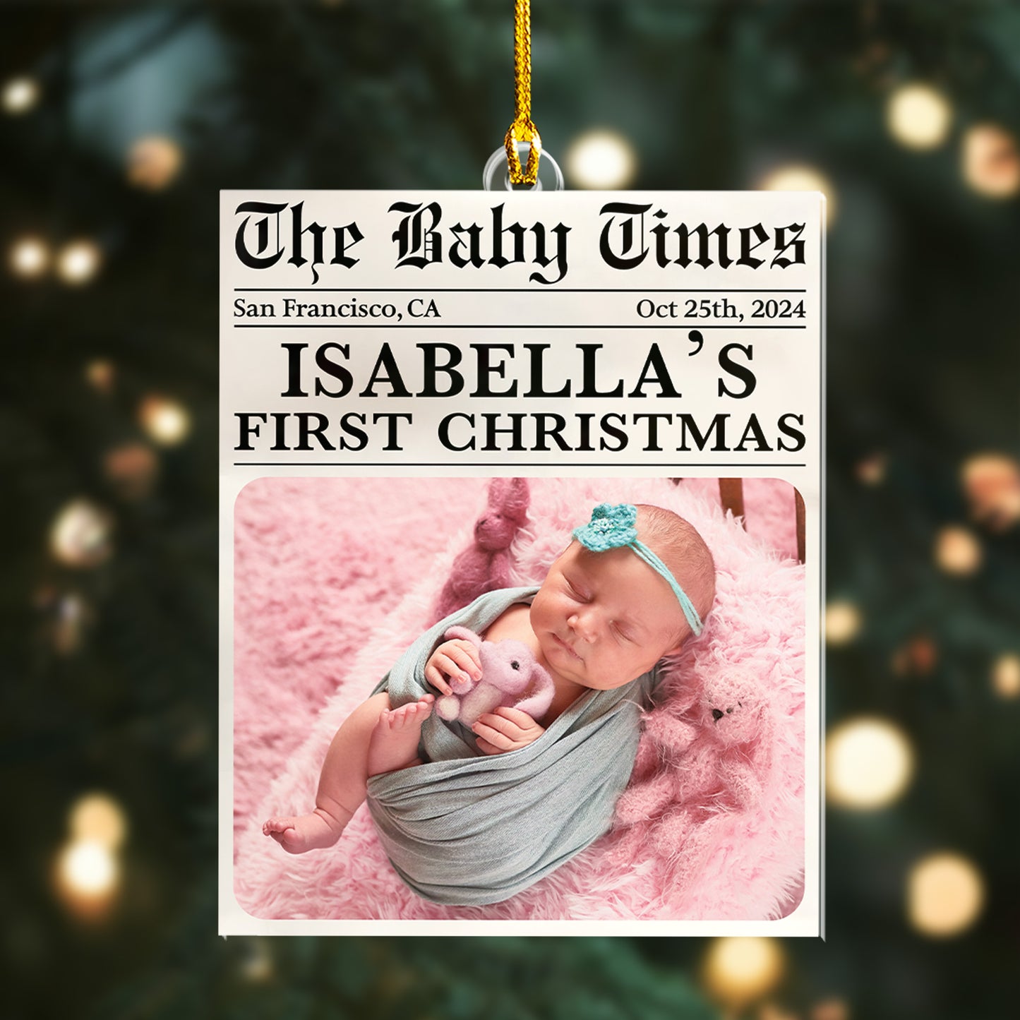 Custom Baby Photo Newspaper Ornament