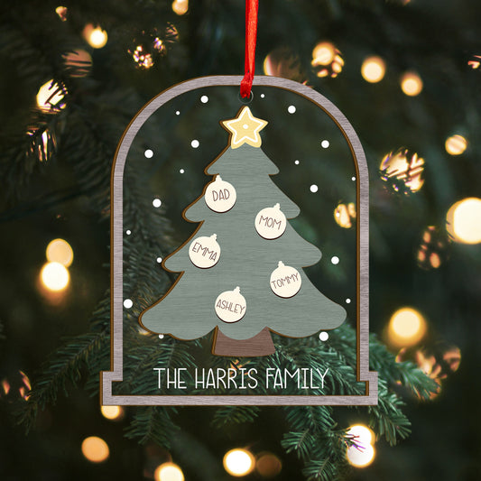 Custom Family Tree Names Wood and Acrylic Ornament