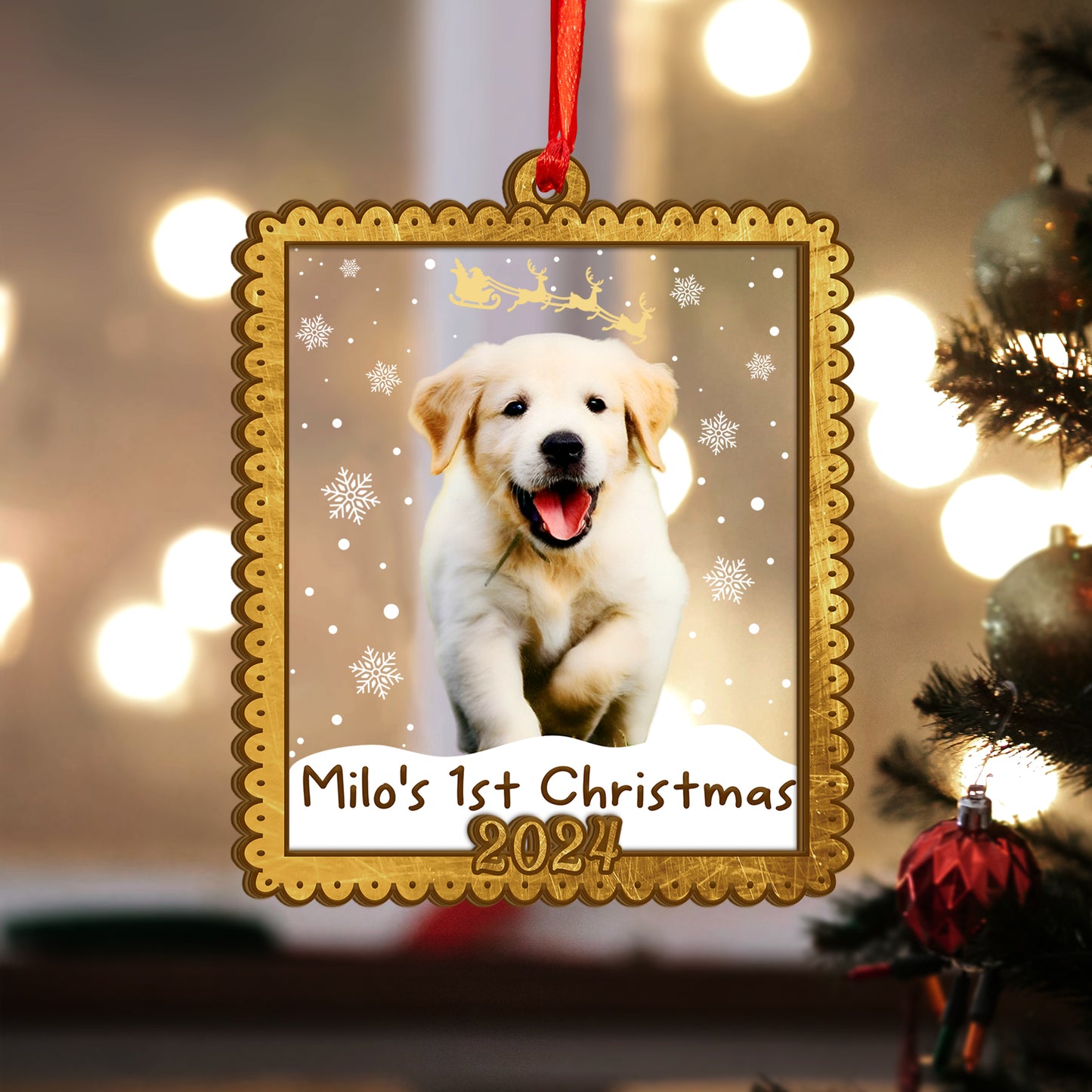 Custom Dog Photo Wood and Acrylic Ornament