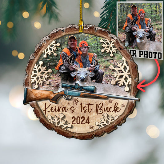 Custom Hunting Photo 2-Layer Wood Slice Ornament