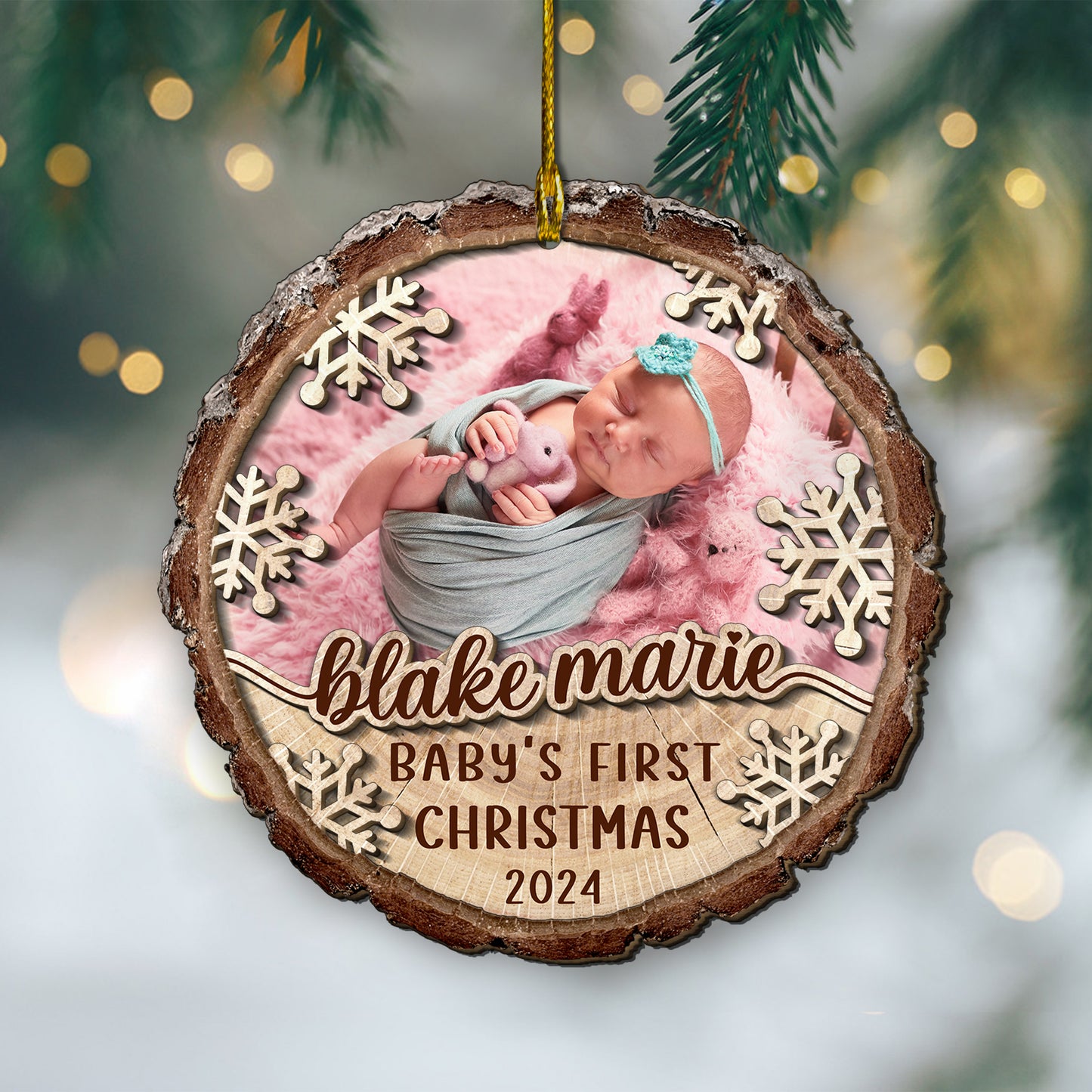 Custom Baby Photo 2-Layer Wood Ornament