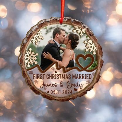 Custom Wedding Photo Wood and Acrylic Ornament