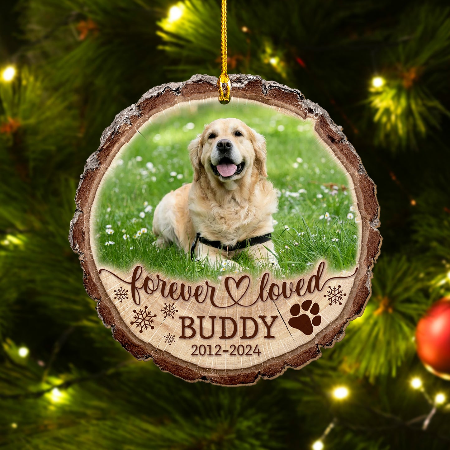 Custom Dog Memorial Wood Ornament