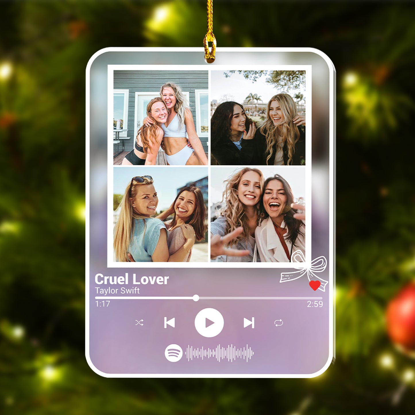 Custom Photo Besties Music Player Acrylic Ornament