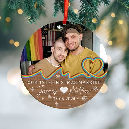 Custom LGBTQ Photo Wood and Acrylic Ornament