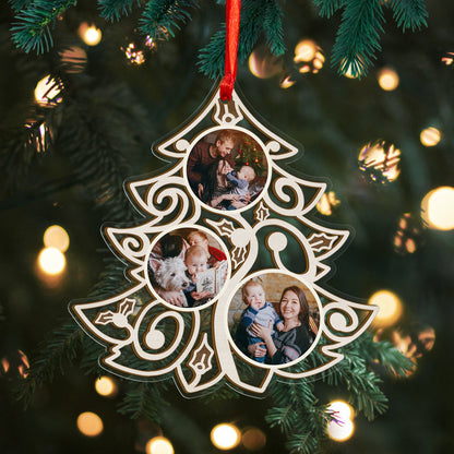 Custom Photos Family Tree Wood and Acrylic Ornament