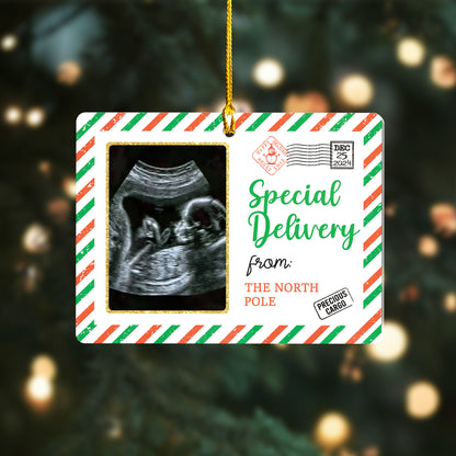 Custom Special Delivery Sonogram Christmas Ornament