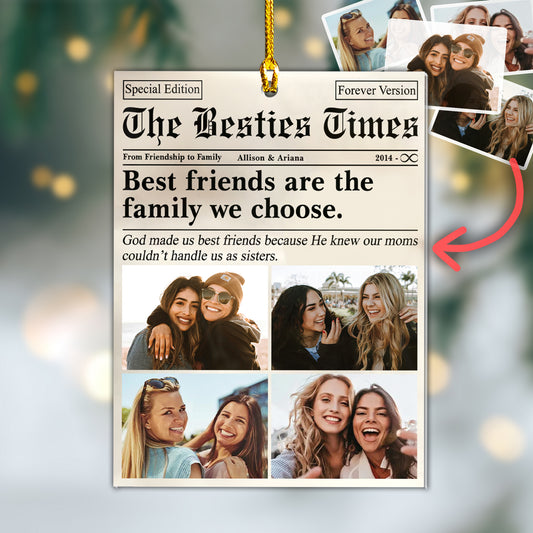 Custom Besties Photo Newspaper Ornament