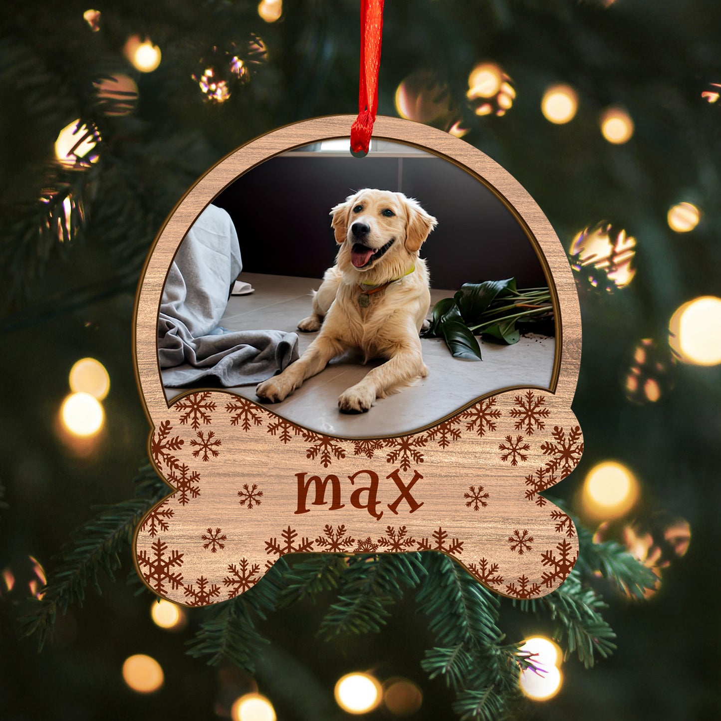 Custom Photo Dog Wood and Acrylic Ornament