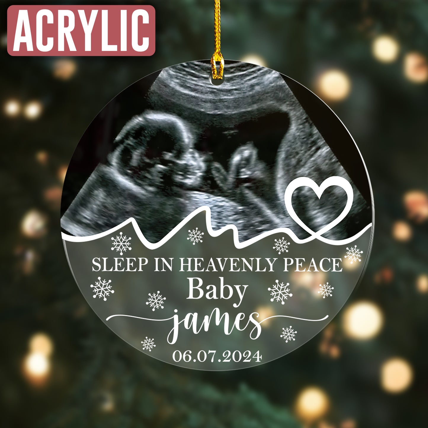 Custom Memorial Baby Ultrasound  Photo Ornament