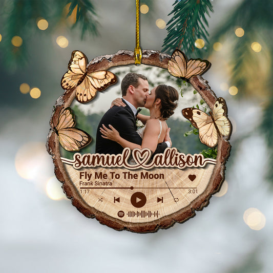 Custom Wedding Song Photo 2-Layer Wood Ornament