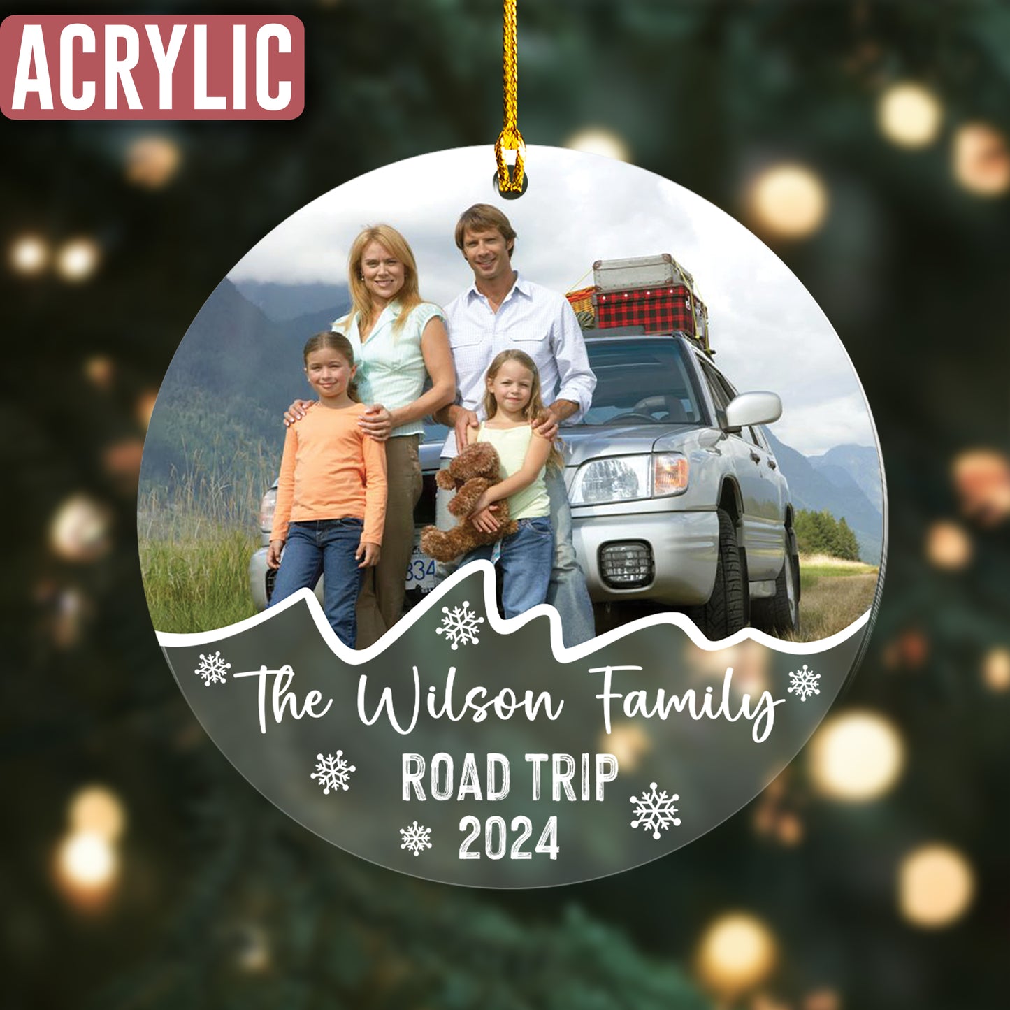 Custom Family Photo Road Trip Ornament