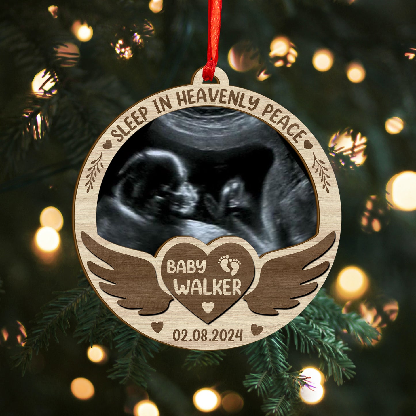 Custom Ultrasound Photo Wood and Acrylic Ornament