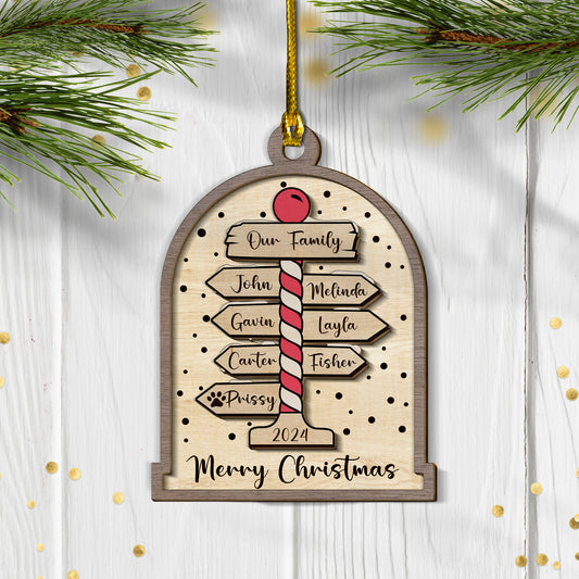 Custom Names Signposts 2-Layer Wood Ornament