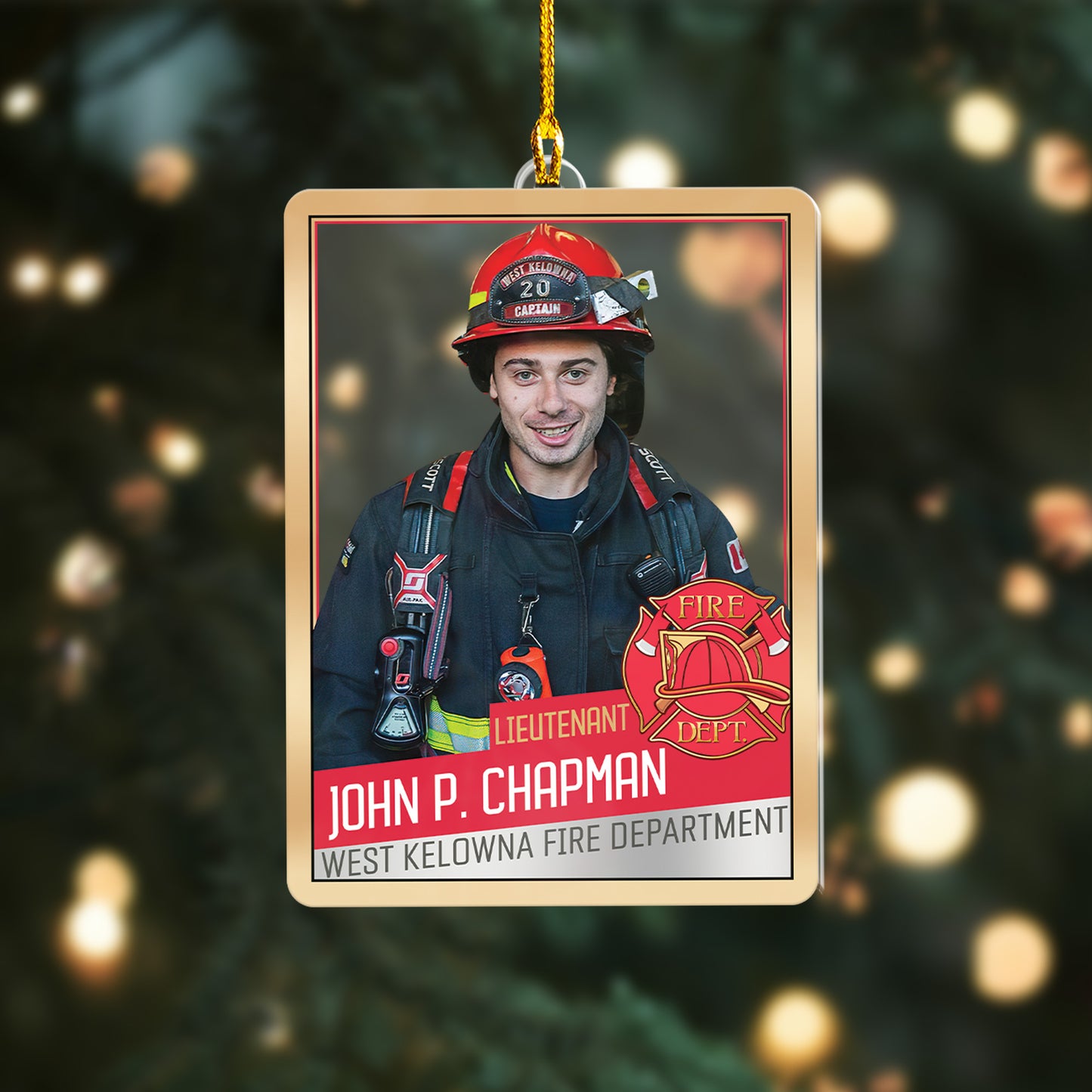 Custom Photo Firefighter Card Acrylic Ornament