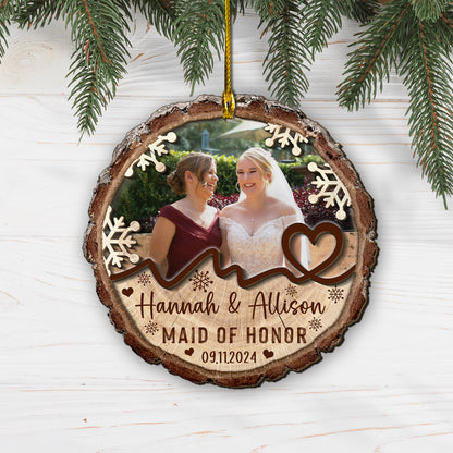 Custom Bridesmaids Photo 2-Layer Wood Ornament