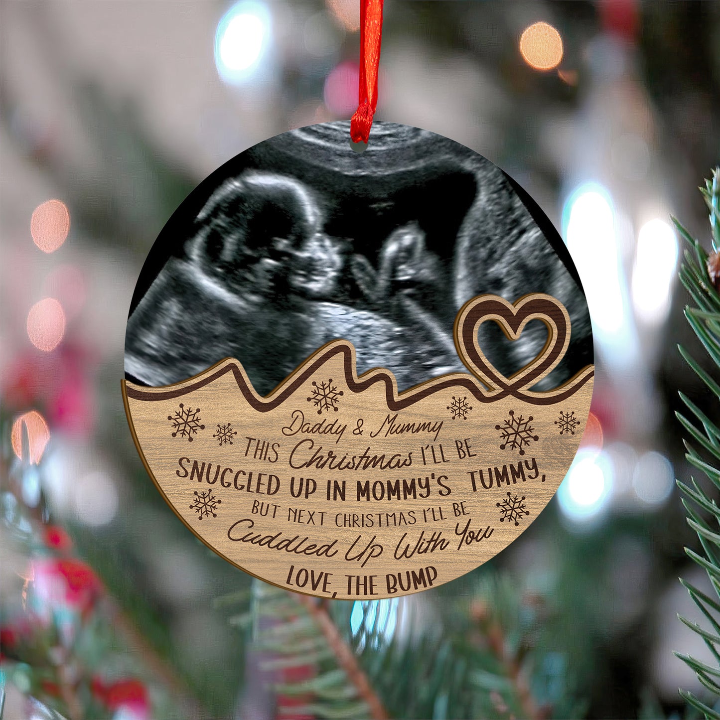 Custom Baby Ultrasound Photo Wood and Acrylic Ornament