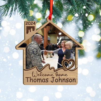 Custom Military Homecoming Photo Wood and Acrylic Ornament