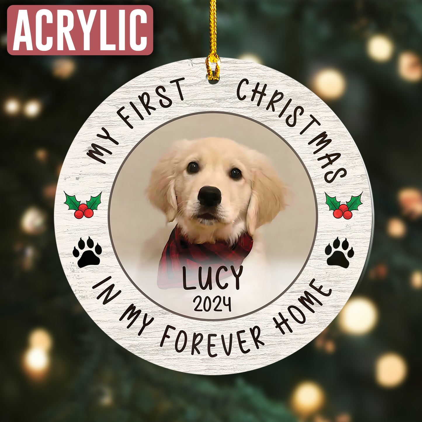 Custom Photo Dog First Christmas Ornament