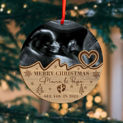 Custom Ultrasound Photo Baby Wood and Acrylic Ornament