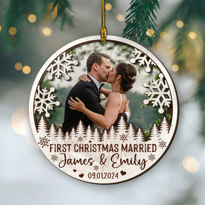 Custom Couple Photo 2-Layer Wood Ornament