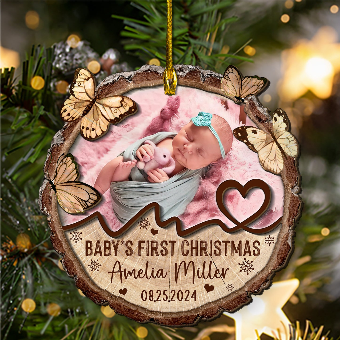 Custom Baby Photo 2-Layer Wood Ornament