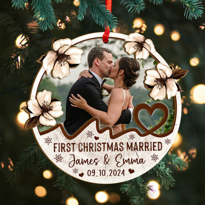 Custom Wedding Photo Wood and Acrylic Ornament