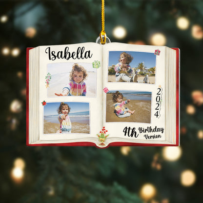 Custom Photo Book Birthday Ornament