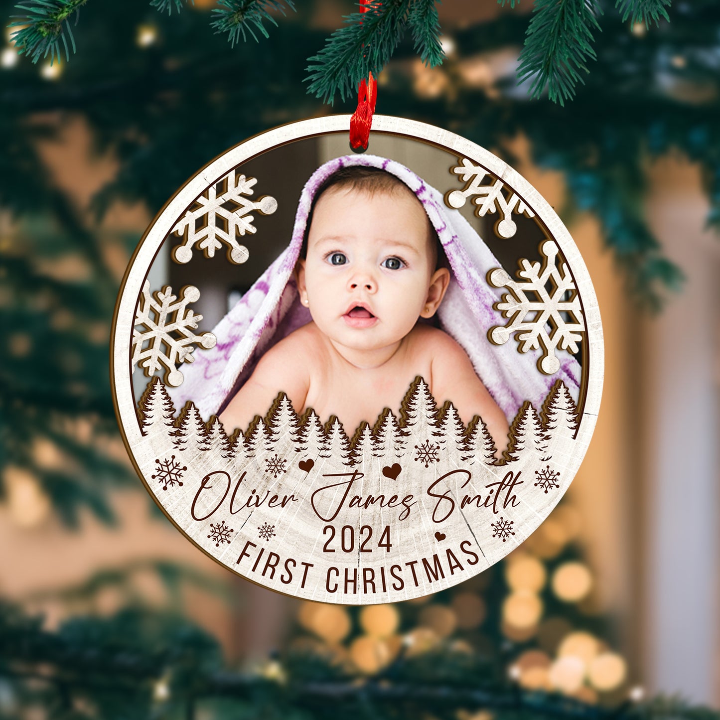 Custom Baby Photo Wood and Acrylic Ornament