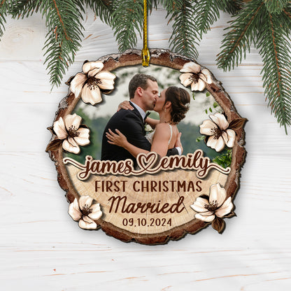 Custom Wedding Photo 2-Layer Wood Ornament