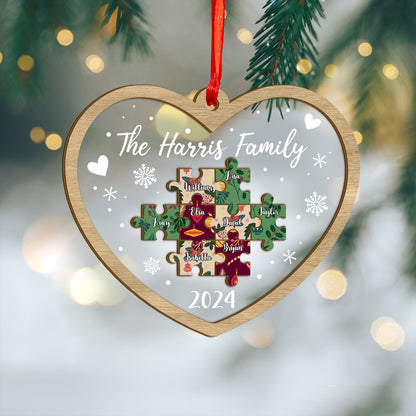 Custom Puzzles Family Names Wood and Acrylic Ornament