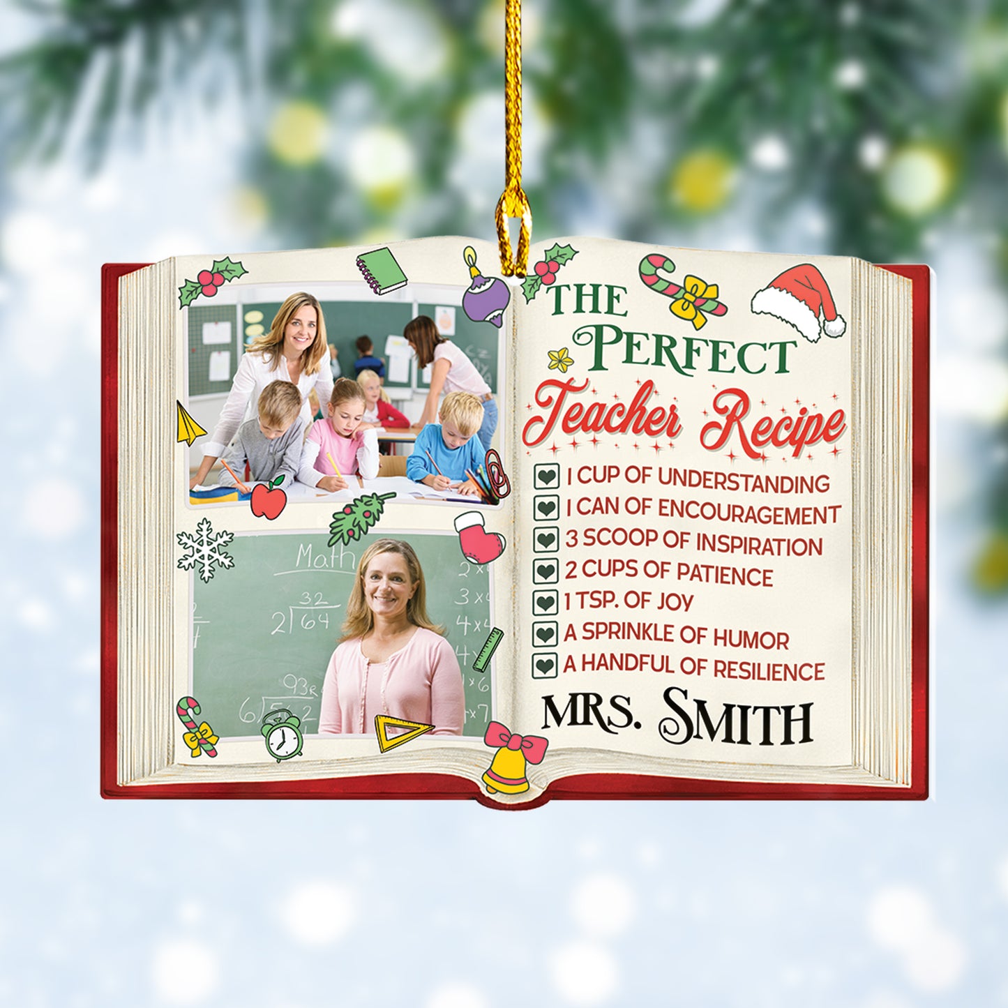 Custom Teacher Photo The Perfect Teacher Recipe Ornament