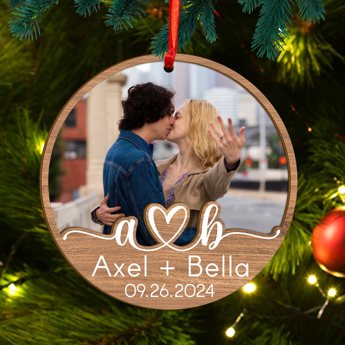 Custom Photo Couple Wood and Acrylic Ornament