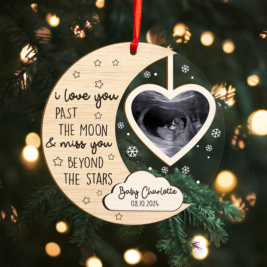 Custom Ultrasound Memorial Photo Wood and Acrylic Ornament