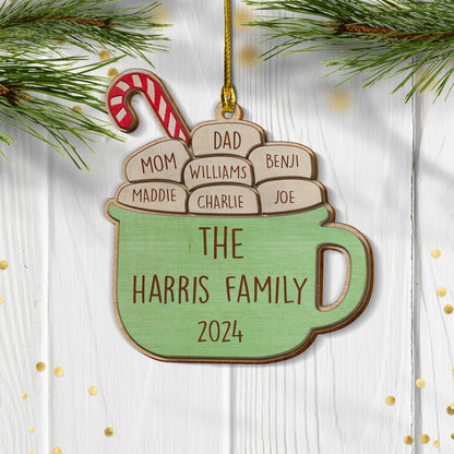 Custom Family Names 2-Layer Wood Ornament