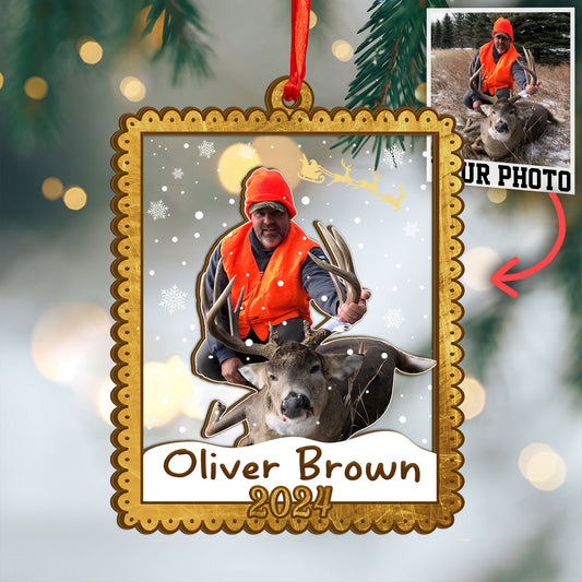 Custom Hunting Photo Wood and Acrylic Ornament