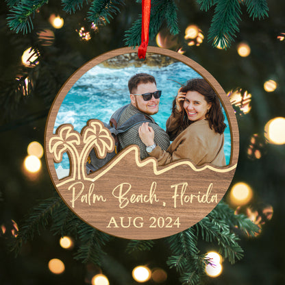 Custom Vacation Photo Wood and Acrylic Ornament