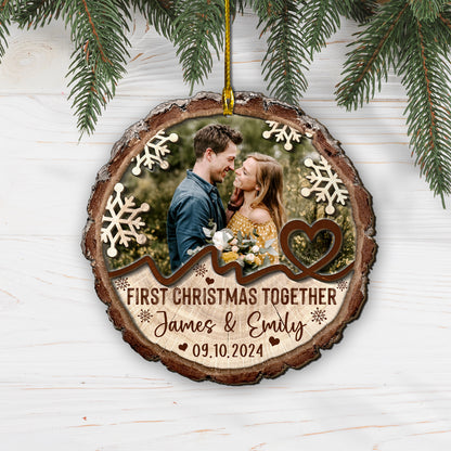 Custom Couple Photo 2-Layer Wood Ornament