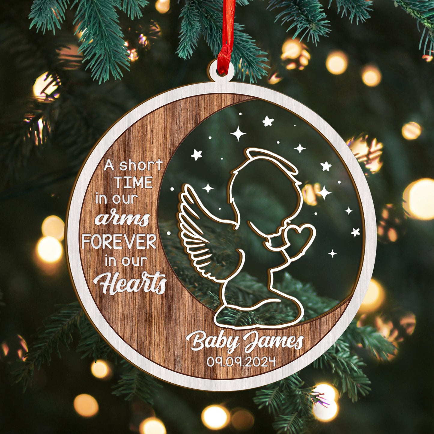 Custom Angel Baby Wood and Acrylic Ornament