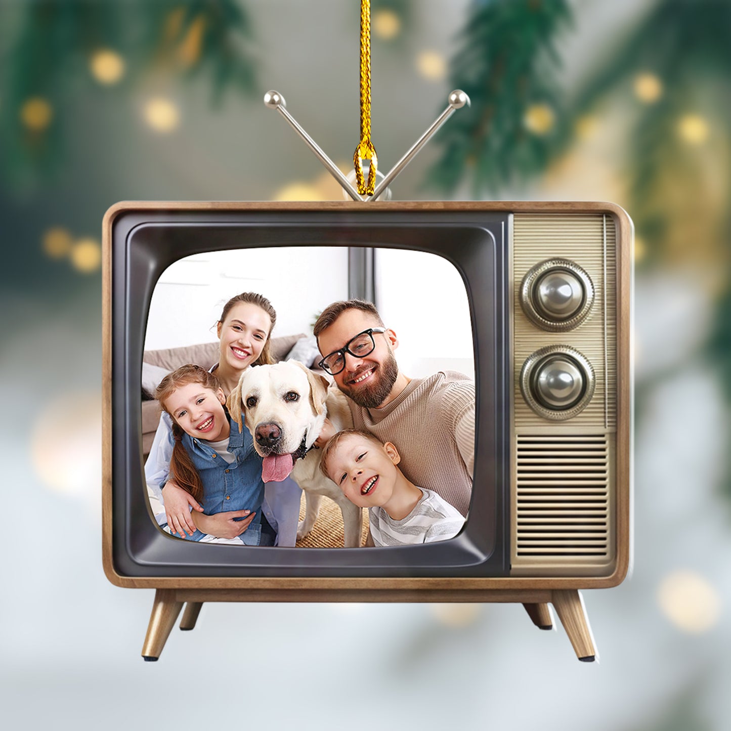 Custom Family Photo Retro Television Ornament