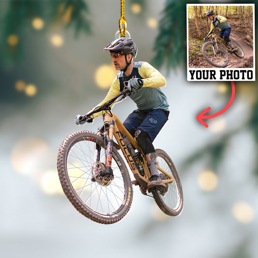 Custom Mountain Biking Photo Ornament