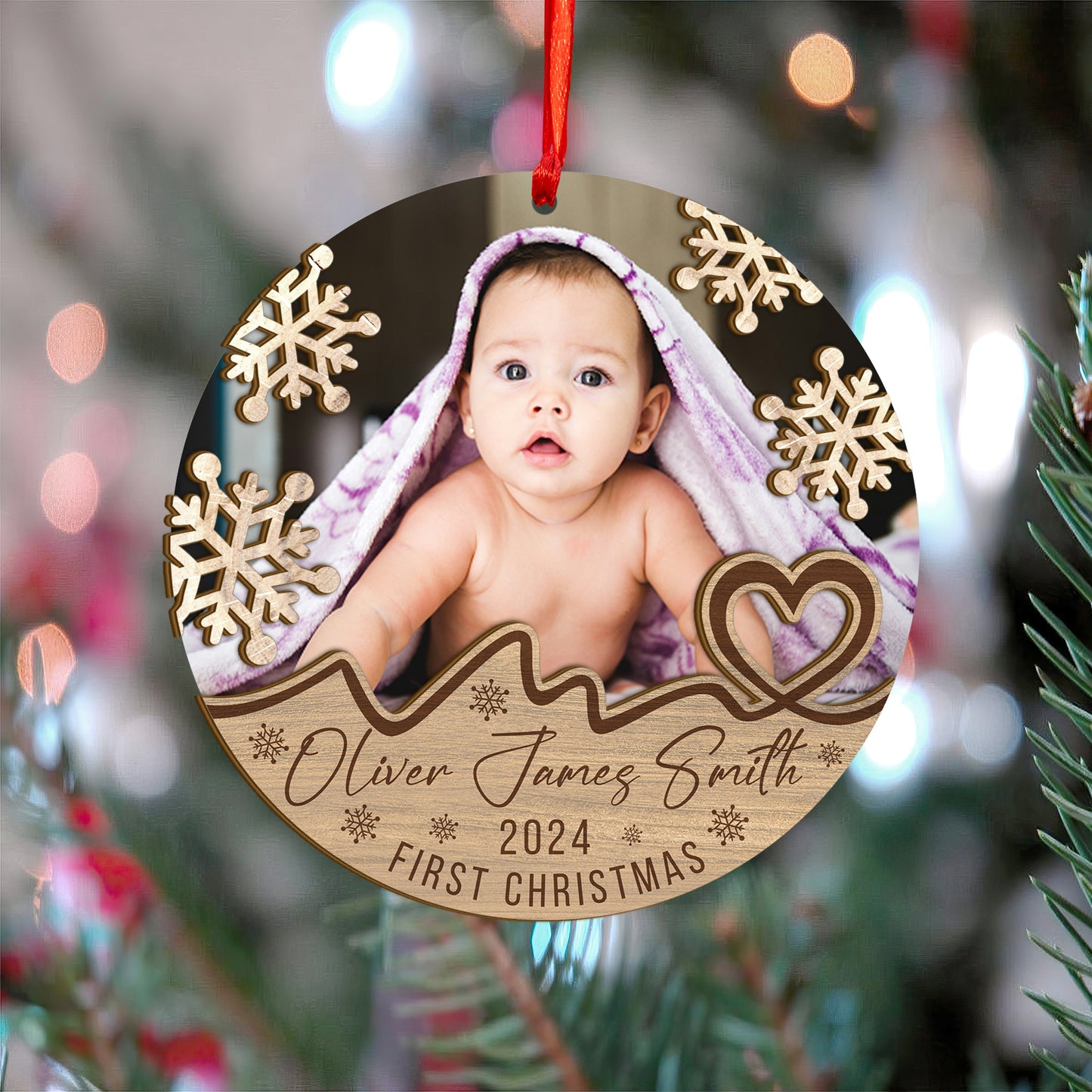 Custom Baby Photo Wood and Acrylic Ornament