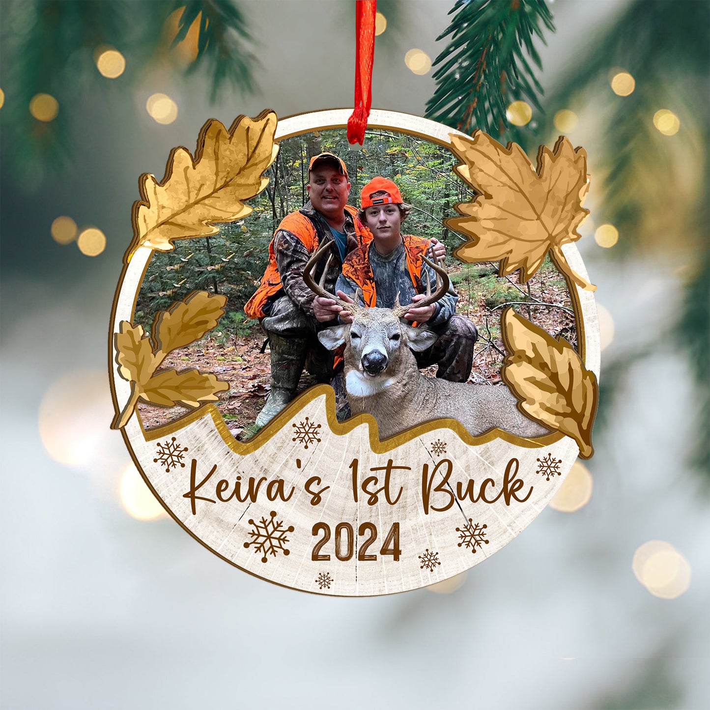 Custom Hunting Photo Wood and Acrylic Ornament