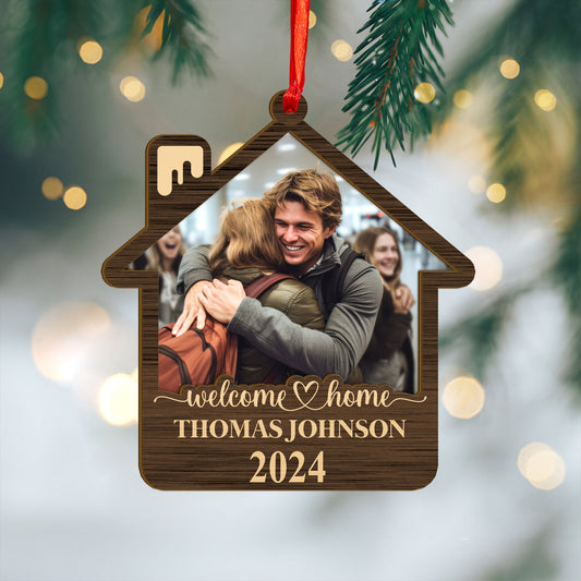 Custom Welcome Home Photo Wood and Acrylic Ornament