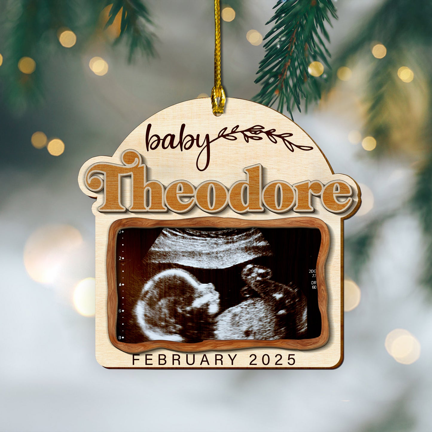 Custom Photo Ultrasound Baby 2-Layer Wood Ornament