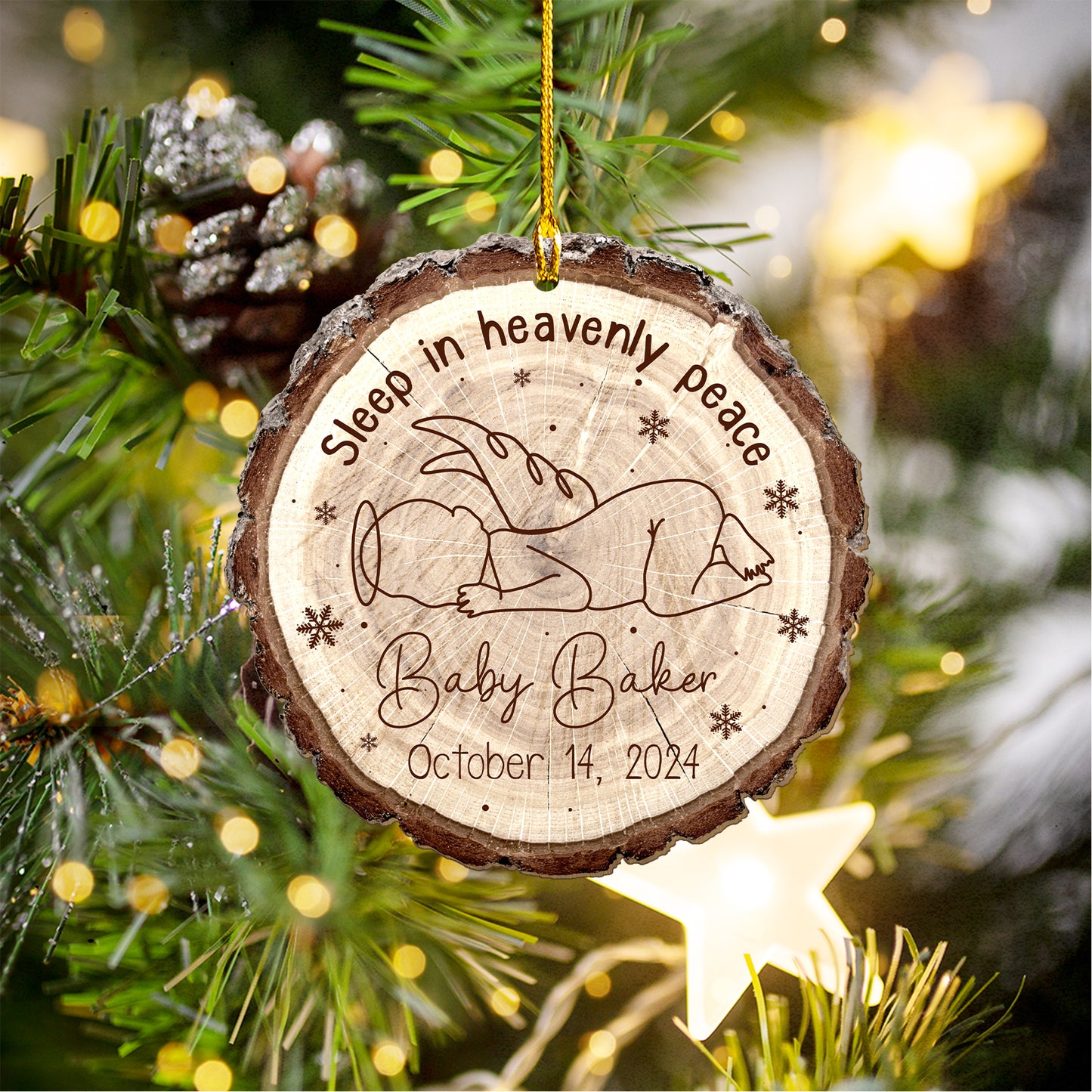 Custom Baby Memorial Wood Slice Ornament