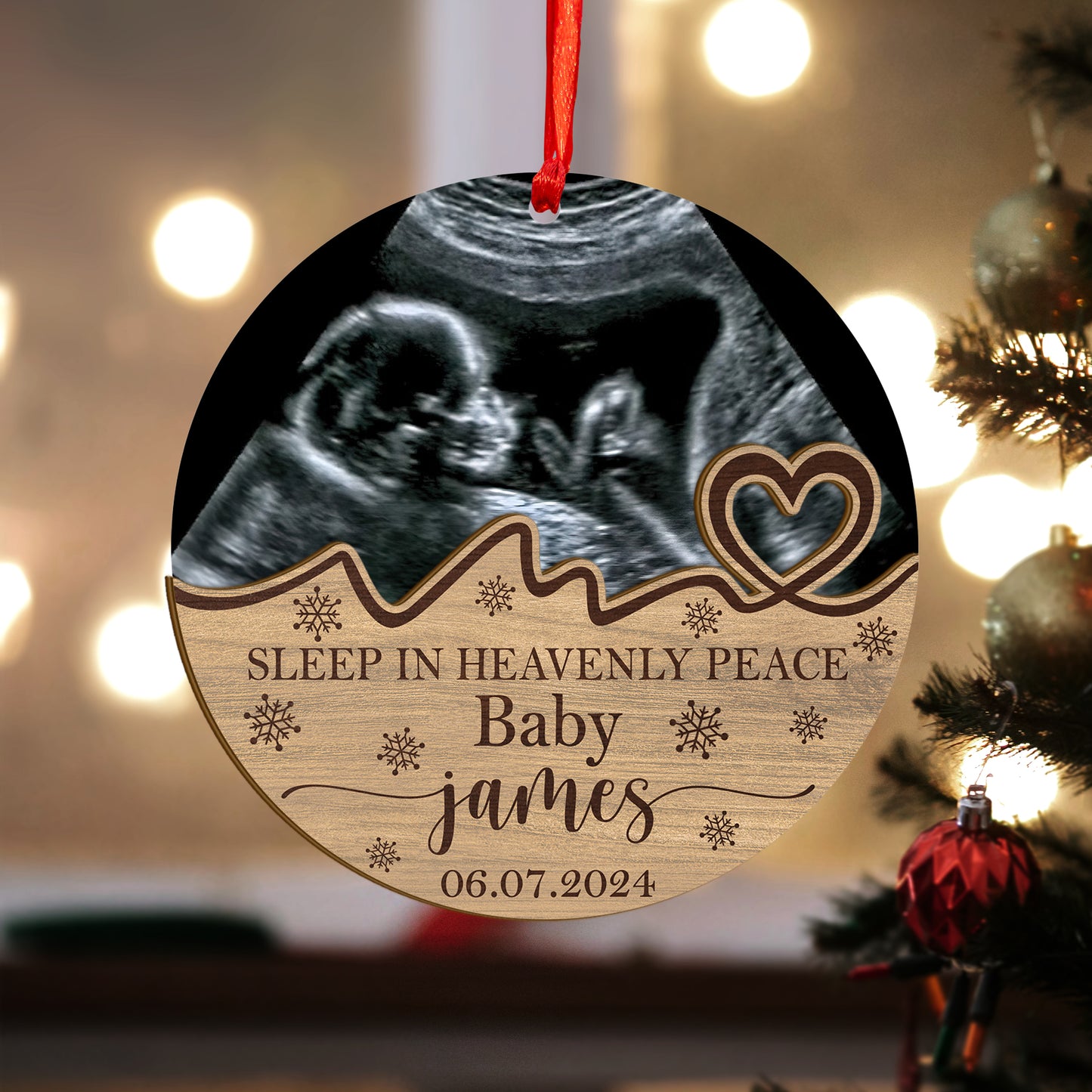 Custom Memorial Baby Photo Wood and Acrylic Ornament